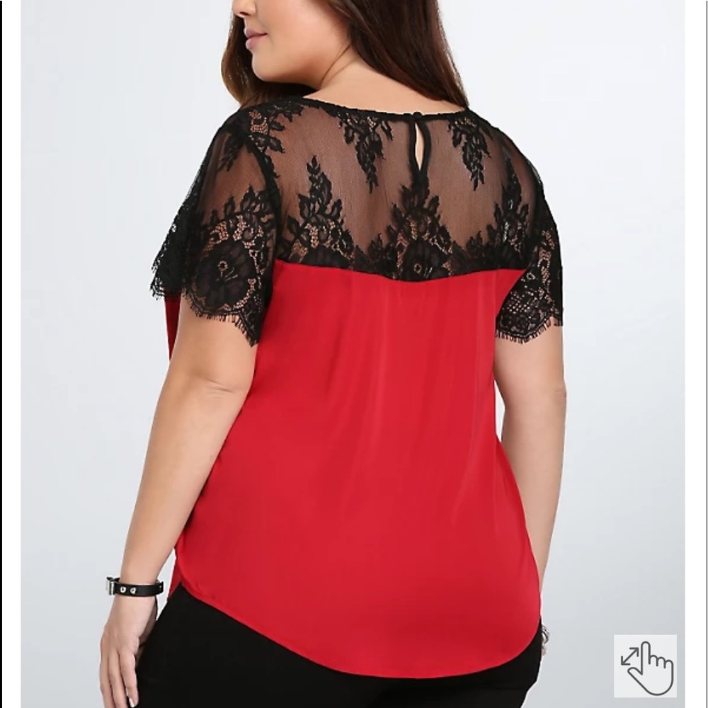 Plus Size Lace Inset Blouse - Picture 2 of 4